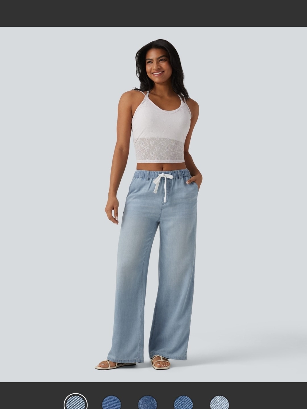 BNWT - HALARA Light Blue Wide Leg Drawstring Pants - Picture 1 of 15